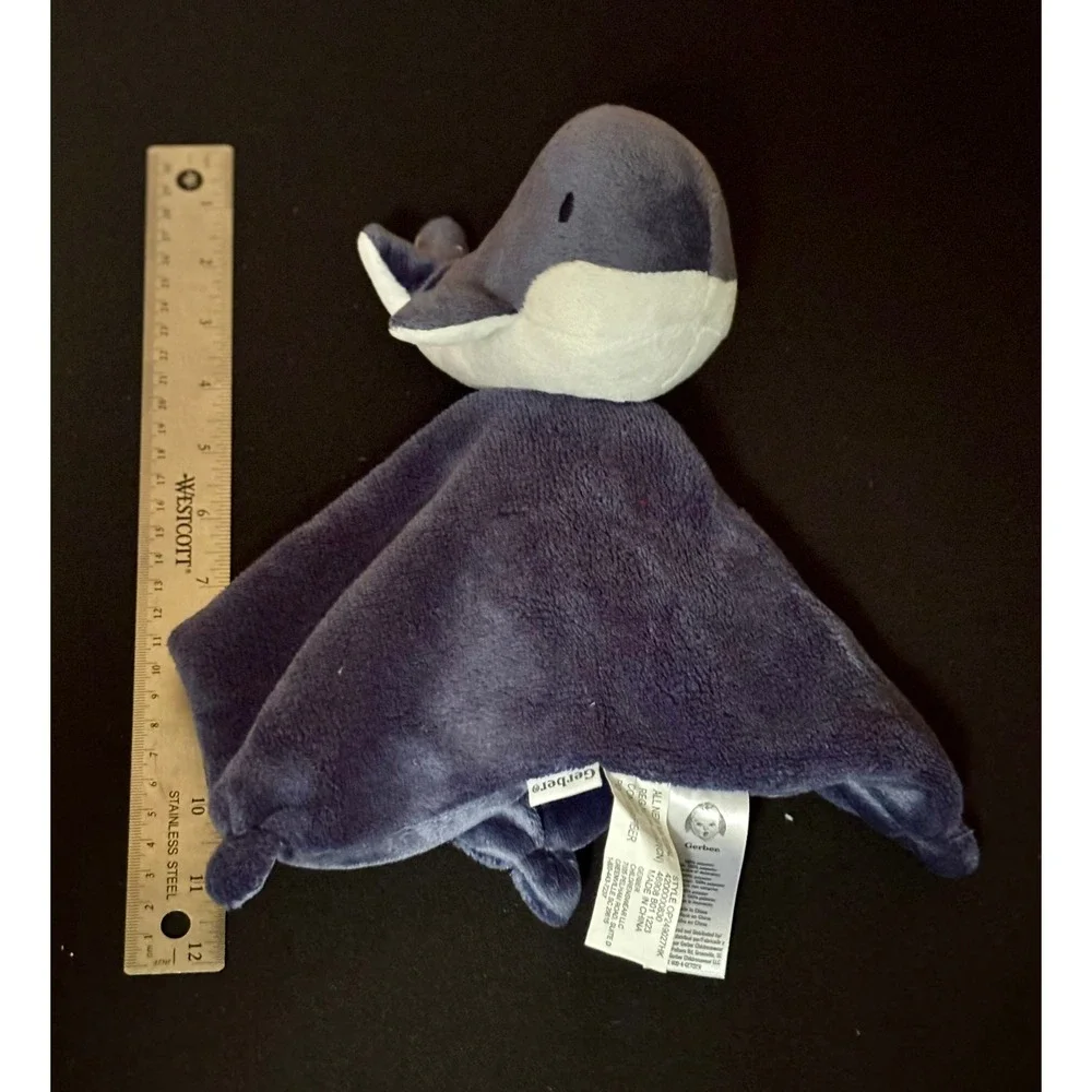 Gerber Baby Whale Security Blanket Navy Blue White Plush Lovey OP249027HK